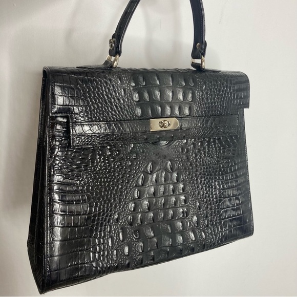 Vintage Bags Vintage Leather Croc Embossed Fratelli Flip Top Bag Poshmark